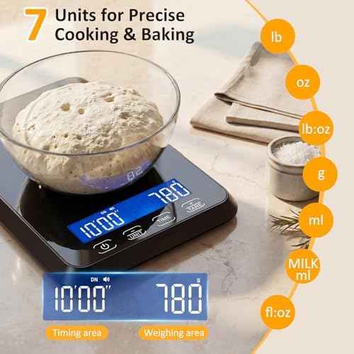 33lb Food Scale Rechargeable, Digital Kitchen Scale Grams and Ounces