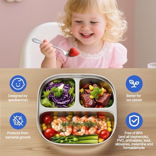 Set of 5 Stainless Steel Snack Containers with Silicone Lids,Stainless
