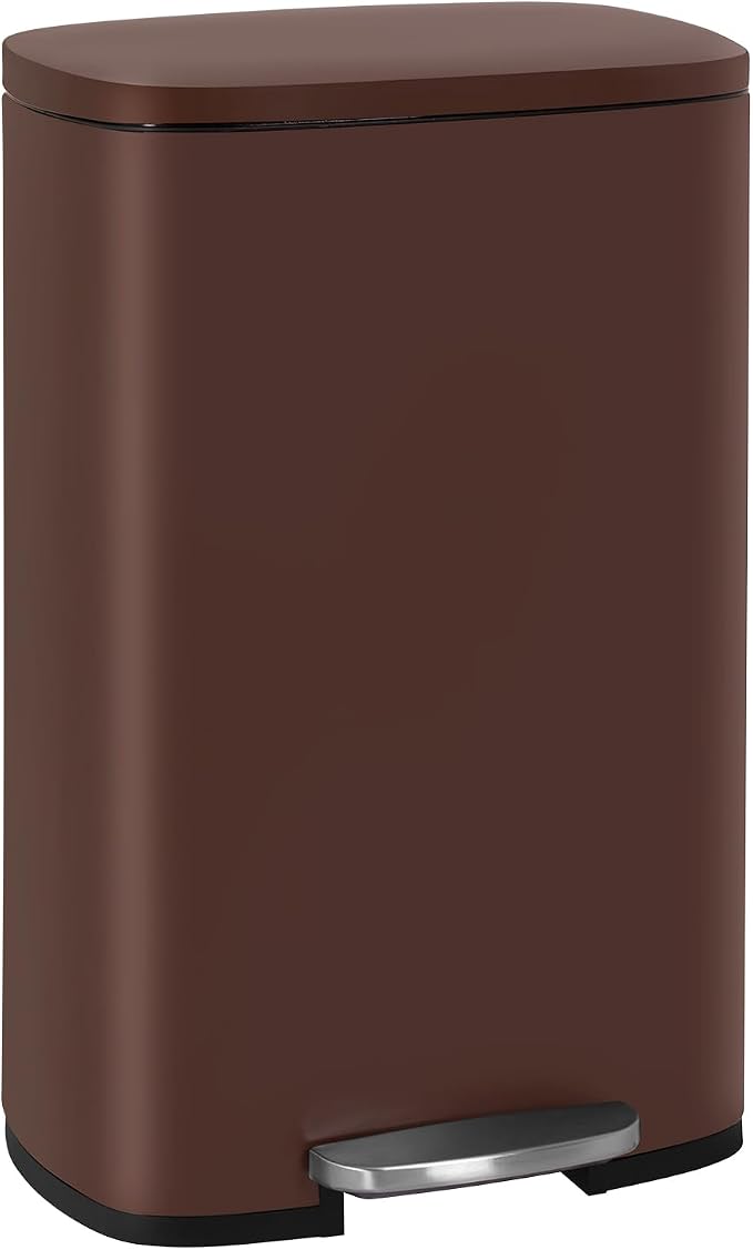 FDW | 13 Gallon Trash Can with Lid | Brown | Fingerprint-Proof | Made of by FDW