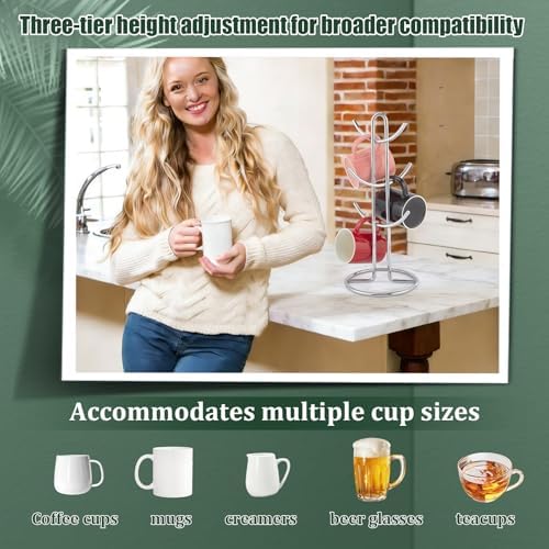 2Pcs Mug Holder Tree with 6 Hooks, 6.81x15.35inch Iron Coffee Cup