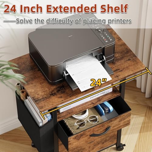 GYIIYUO 2 Drawer File Cabinet 24''W, Mobile Filing Cabinet, Printer