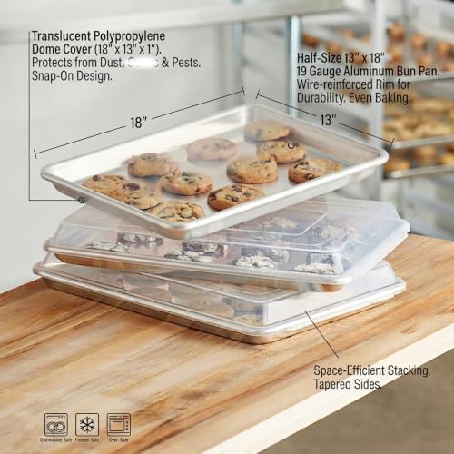 Pack of 2,Half Size Sheet Pan with Cover Set, 13 x 18 Inch Aluminum