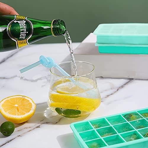 2 Pack Silicone Ice Cube Trays, Easy Release Flexible-15 Cubes Ice