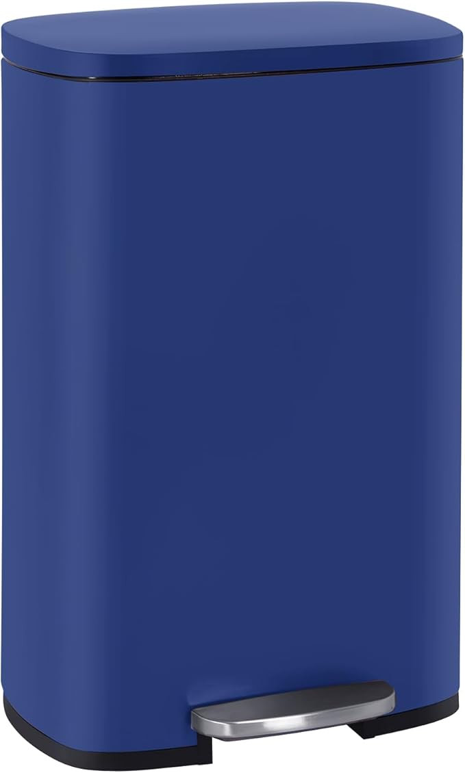 FDW | 13 Gallon Trash Can with Lid | Deep Blue | Fingerprint-Proof | Made of by FDW
