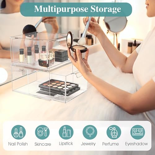 2 Pack Clear Acrylic Makeup Organizers