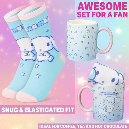 Get Trend Cinnamoroll Sanrio Coffee Mug, Socks Set, 11.5 oz Ceramic