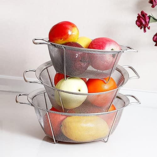 AJIODA Stainless Steel Mesh Colander Strainer Basket, 2.5 Quart Fine