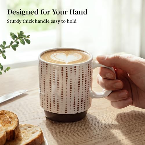 DOWAN Stackable Coffee Mugs, 12 oz Ceramic Coffee Mug Set of 4, Coffee