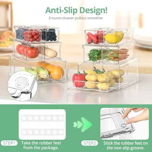 damynuo 14 Pack Clear Fridge Organizer with Lids