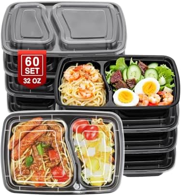 NEEBAKE 60 Set 32 oz Meal Prep Containers with Lids, Food Storage