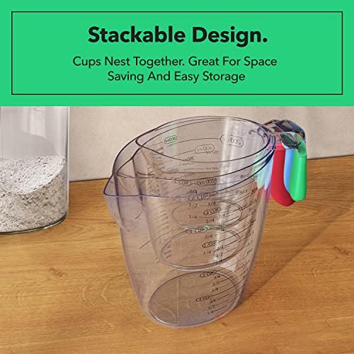 Vremi 3 Piece Plastic Measuring Cups Set BPA Free Stackable Measuring