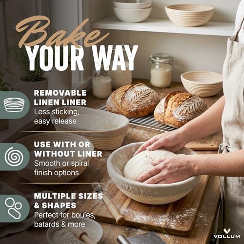 Vollum Round Banneton Bread Proofing Basket, 8.5"
