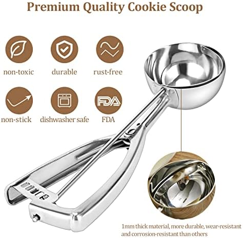 Cookie Scoop for Baking Set of 3 - Ice Cream Scoop Stainless Steel
