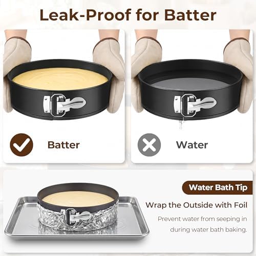 Springform Pan Set, 4, 7, 9 Inch, Removable Bottom for Easy Release