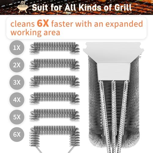 Grill Brush and Scraper-18 Adjustable Handle Safe BBQ Grill Brush for
