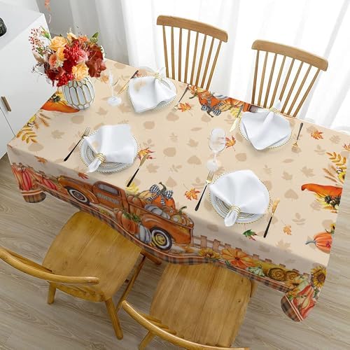 Hexagram Fall Tablecloth 54 x 54 Inches, Orange Fall Table Cloth