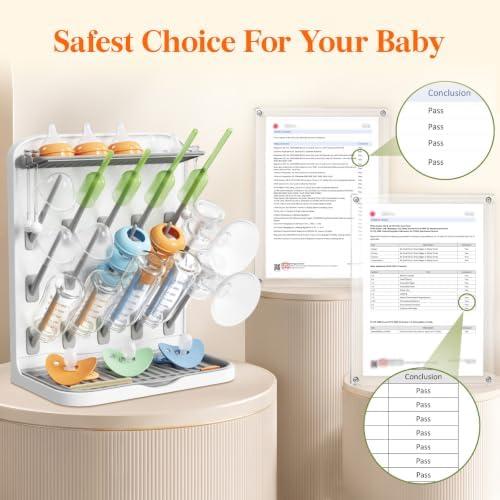Lifewit Large Baby Bottle Drying Rack 15 Hooks, Newborn Essentials
