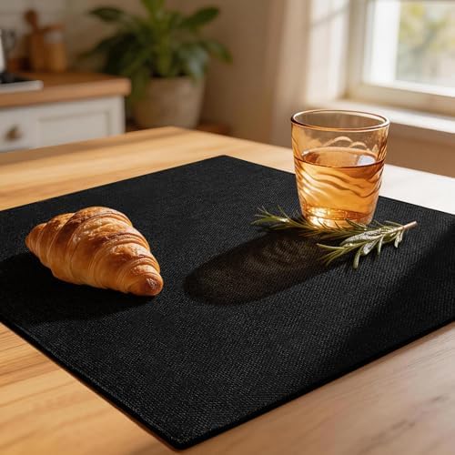 Linen Fabric Placemats Set of 6, Machine Washable, Heat Resistant