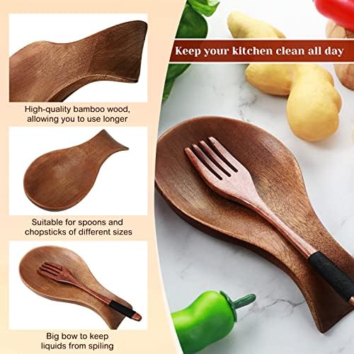 Patelai Acacia Wood Spoon Rest for Kitchen Stove Top Utensils,Brown