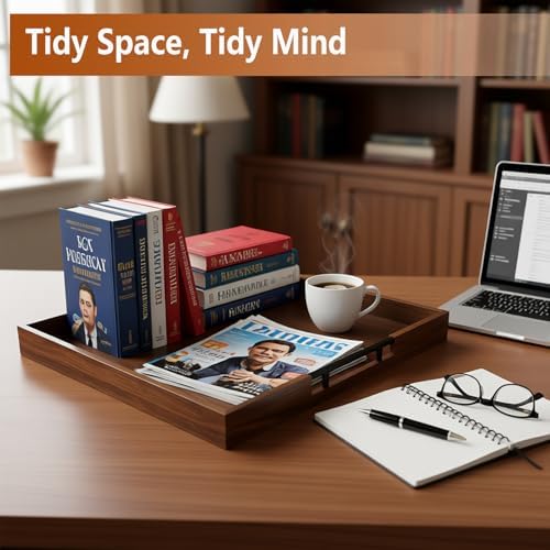 20 Inch Large Square Ottoman Tray, Premium Acacia Wooden Serving Tray