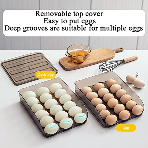 Egg Holder for Refrigerator, 2-Layer Clear Storage Box