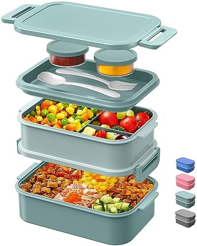 DaCool Lunch Box Adults Bento Box 74 OZ All-in-One Stackable Lunch Box