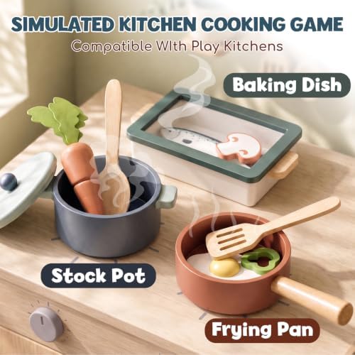 Lehoo Castle Wooden Play Kitchen Accessories, Play Food for Toddlers