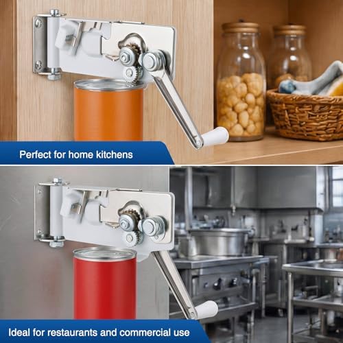 2 Pcs Wall Mount Can Opener with Magnet Under Cabinet Manual Can
