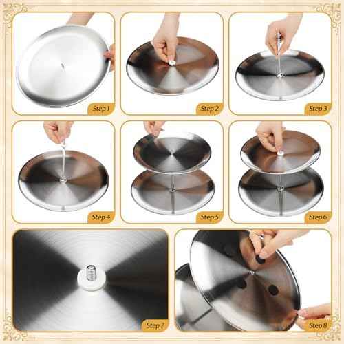Patelai 10 Pcs Elegant Silver Serving Tray Set Vintage Three Tiered