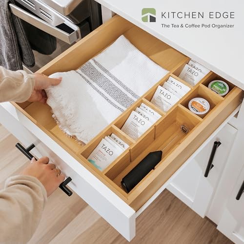 KitchenEdge Tea Bag & Coffee Pod Organizer | Bamboo, Small