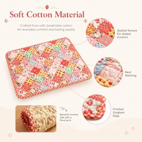 Quilted Placemats Set of 4, 12X18 Inches Cotton Fabric Placemats