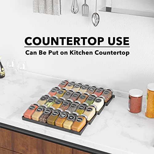 SpaceAid Spice Drawer Organizer with 28 Spice Jars