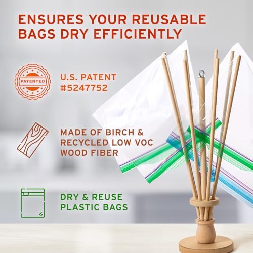 Plastic Bag and Bottle Dryer - Patented; Multi-Purpose Drying Rack