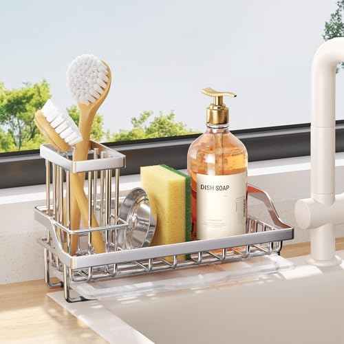 Consumest Stainless Steel Sink Caddy, Silver