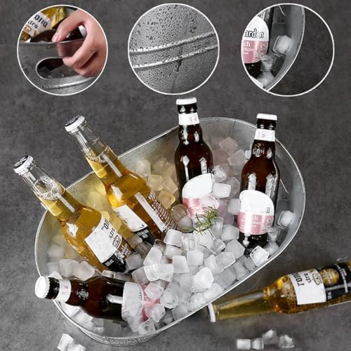 4 Pack Galvanized Tub 3.1 Gallon Ice Bucket Large Metal Drink Buckets