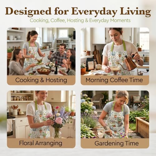 Cute Apron for Women with Pockets,Farmhouse Kitchen Cooking Apron with