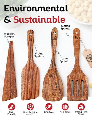 4-Piece Teak Wood Spurtle Set