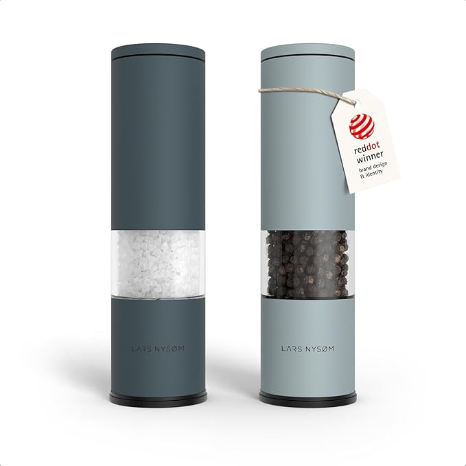 LARS NYSØM Salt and Pepper Grinder Set Manual, Stainless Steel Salt and Pepper by LN