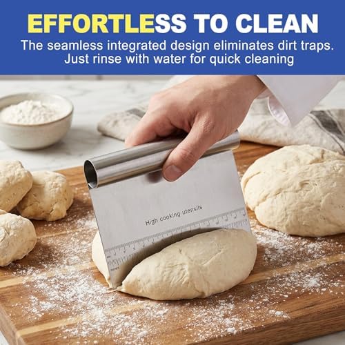 2 Pack Stainless Steel Dough Scraper & Dough Cutter, Pastry Knife &