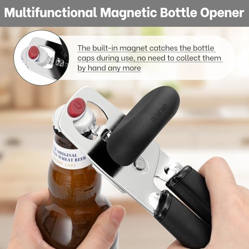 Beneno Heavy Duty Magnetic Manual Can Opener and Bottle Opener, Black