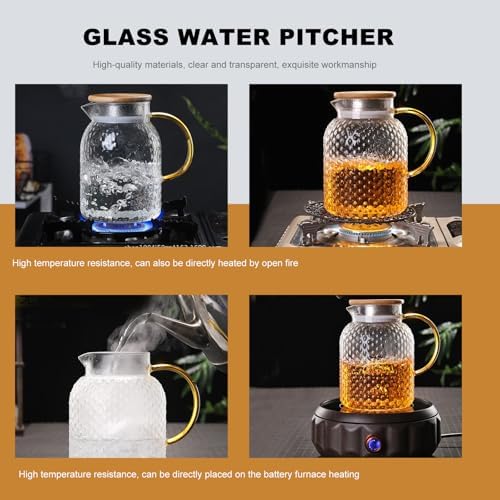 Glass Water Pitcher with Lid, Large Capacity Carafe
