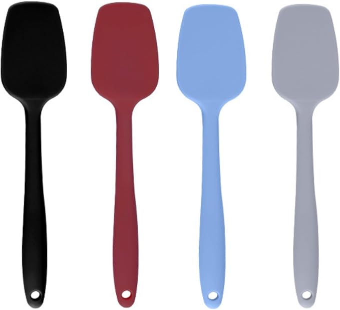 Shappy 4 Pieces Silicone Cooking Spoons 10.6 Inch Heat Resistant Kitchen Spoons by Shappy