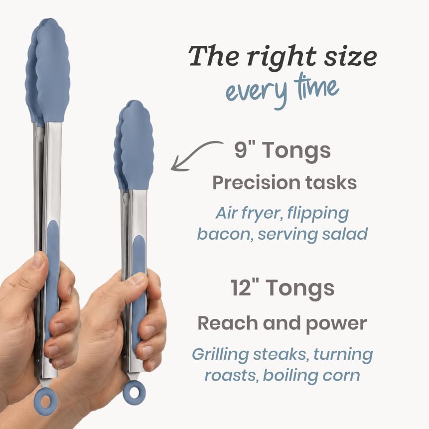 Starpack Get a Grip Silicone Kitchen Tongs (2-Pack, 9" + 12") - LFGB