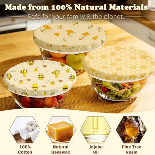 3 Pack Reusable Beeswax Bowl Covers, 12Inch