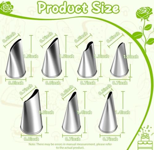 Suuker Fondant Rose Piping Tips Set, 7 Pieces