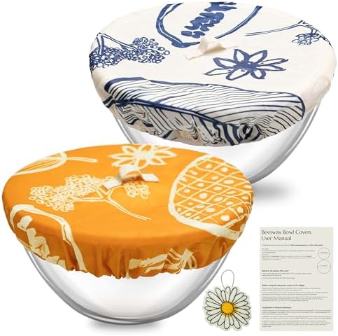 Reusable Beeswax Bowl Covers, 2 Pack, 10/11 Inch