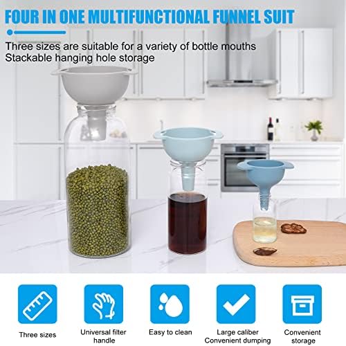 Kitchen Funnels for Filling Bottles,Funnels Set of 3,Oil Funnel,Tough