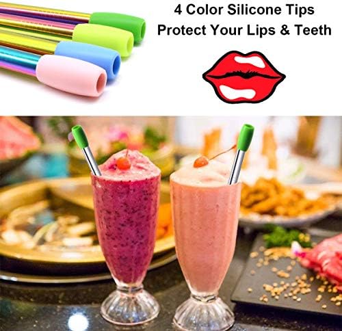 Boba Straws, Reusable Straw Metal Smoothies Jumbo Bubble Tea Tapioca