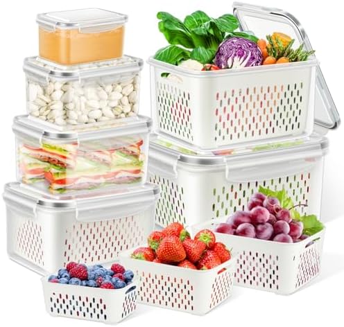 TBMax 12 Pieces Fruit Storage Containers for Fridge
