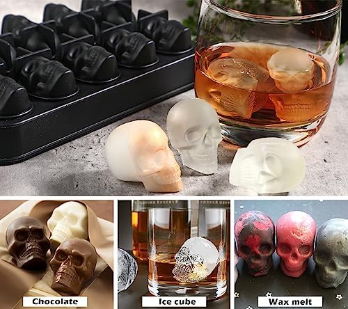 Webake Skull Ice Cube Mold 3D, 10-Cavity Skeleton Head Silicone Ice